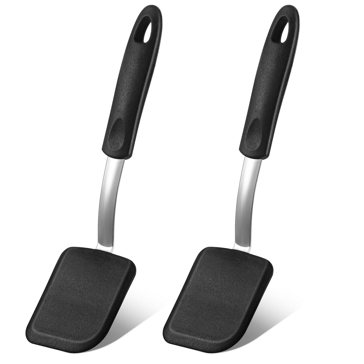 2 Pcs Mini Silicone Cookie Brownie Spatula,Solid Flat,Green