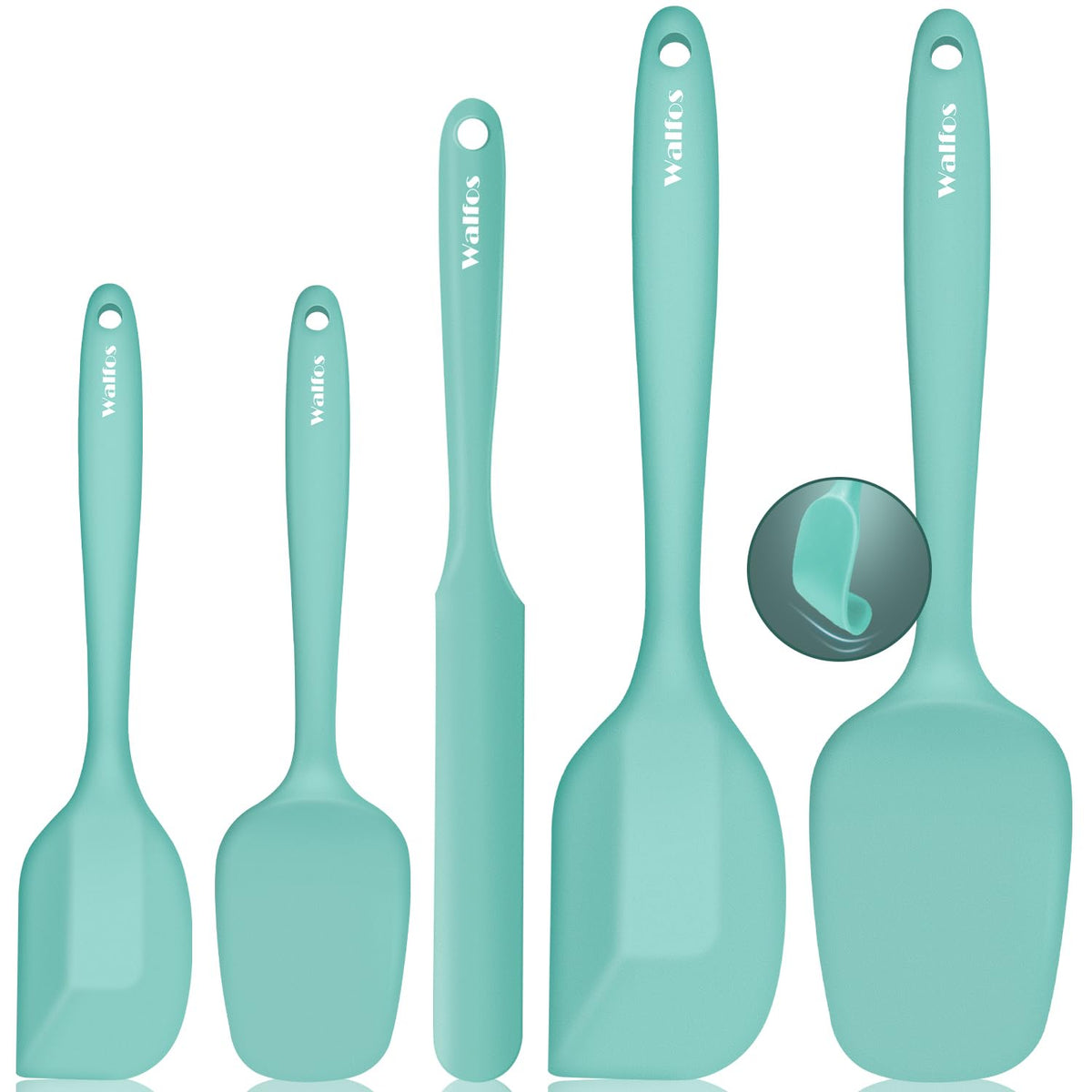 Walfos 600°F High Heat Resistant Silicone Spatula Set of 5- Food Grade Rubber Spatula Set for Baking Cooking & Mixing - BPA Free, Non Stick and Dishwasher Safe,black