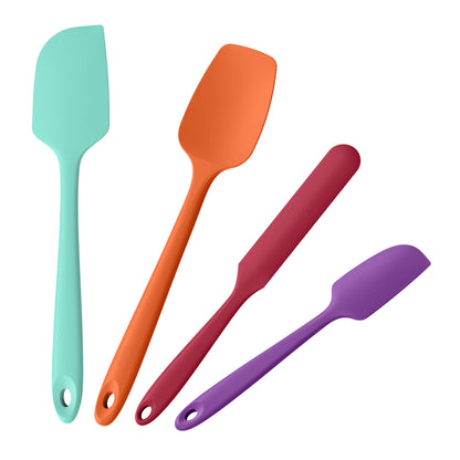 Doosu 600°F Heat Resistant Silicone Spatula Scrapers (Set of 4, Multi-3)