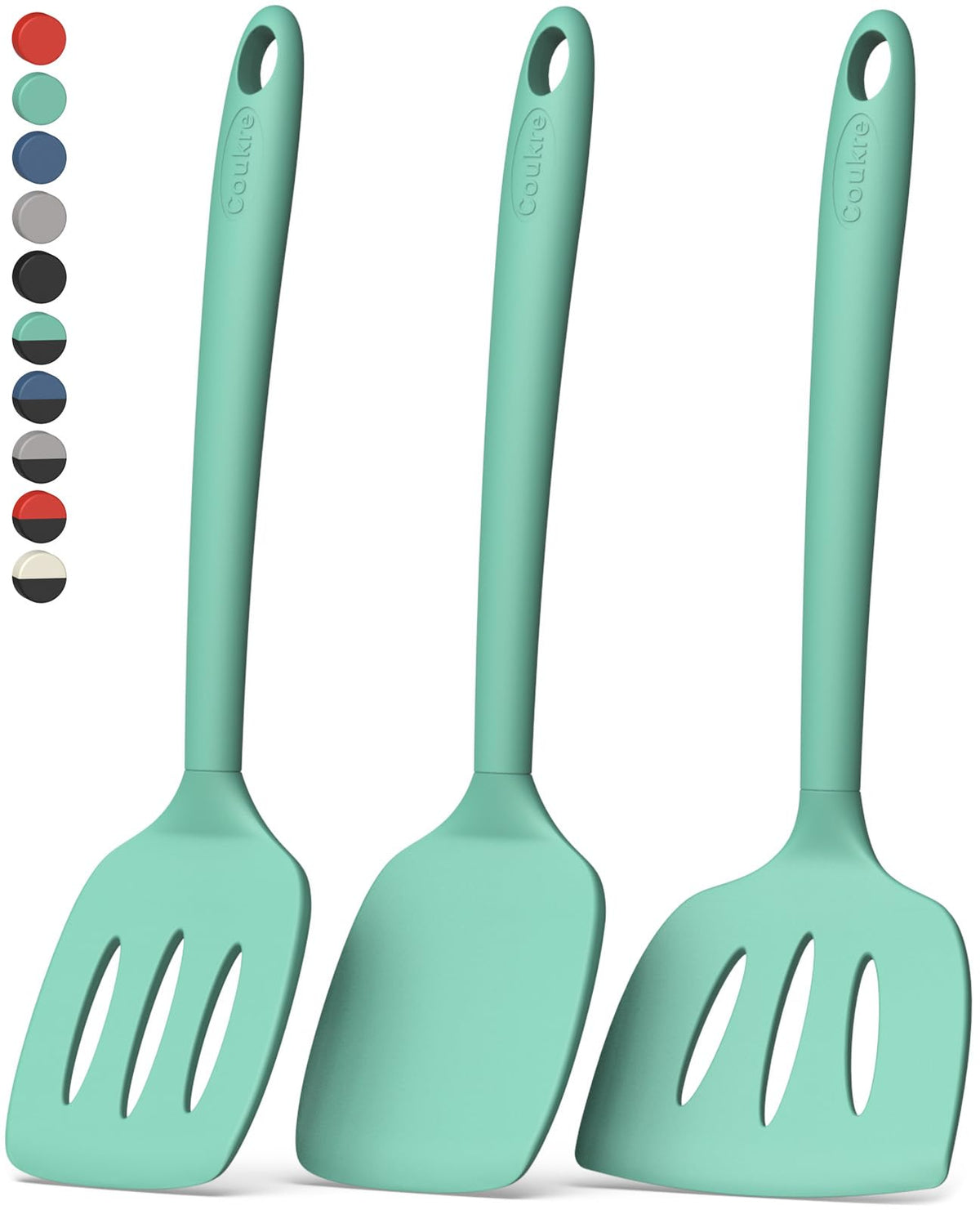 Coukre Silicone Spatula Set of 7, BPA Free Food Grade Silicone Cooking Utensils, Heat Resistant Kitchen Tools for Nonstick Cookware, Dishwasher Safe Spatulas for Cooking and Baking（7,PureDarkBlue）