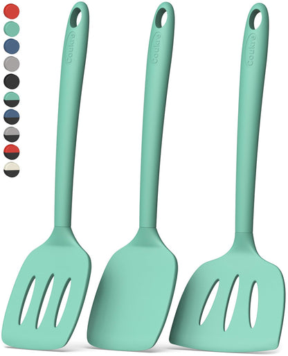 Coukre Silicone Spatula Set of 7, BPA Free Food Grade Silicone Cooking Utensils, Heat Resistant Kitchen Tools for Nonstick Cookware, Dishwasher Safe Spatulas for Cooking and Baking（7,PureDarkBlue）