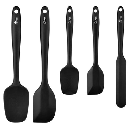 HOTEC Silicone Rubber Spatula Set BPA-Free, Multicolor, Set of 5