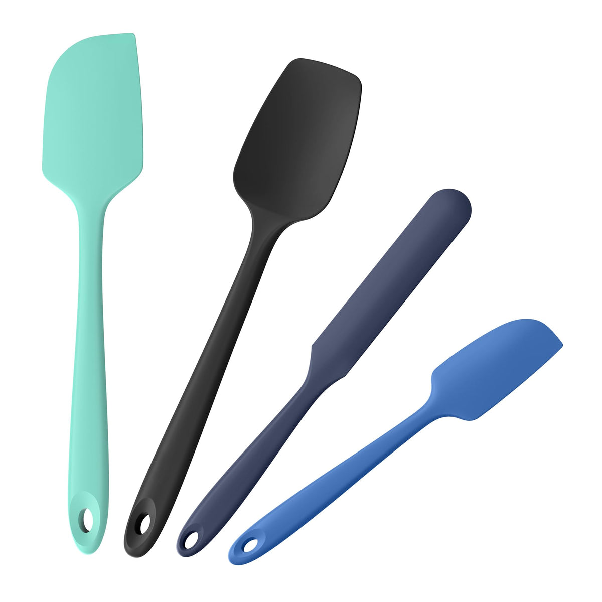 Doosu 600°F Heat Resistant Silicone Spatula Scrapers (Set of 4, Multi-3)