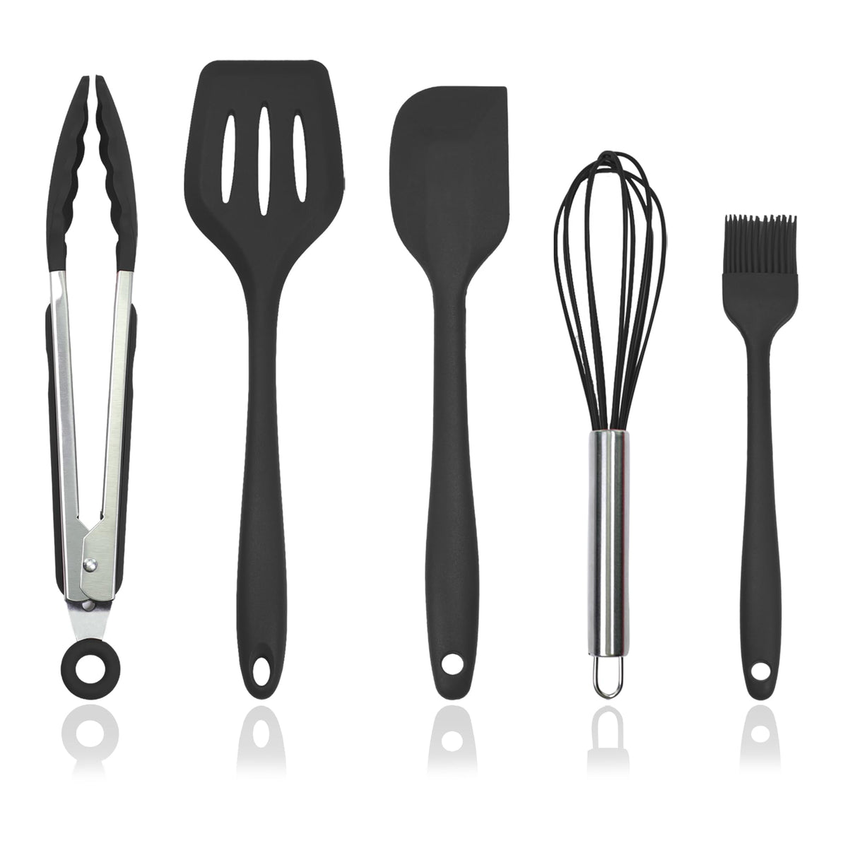 Silicone Kitchen Cooking Utensils Set Heat Resistant, 5 Pcs Silicone Spatula Set for Baking Cooking Mixing, Silicone Cooking Utensils Set for Nonstick Cookware, Dishwasher Safe (Green), Medium