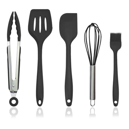 Silicone Kitchen Cooking Utensils Set Heat Resistant, 5 Pcs Silicone Spatula Set for Baking Cooking Mixing, Silicone Cooking Utensils Set for Nonstick Cookware, Dishwasher Safe (Green), Medium