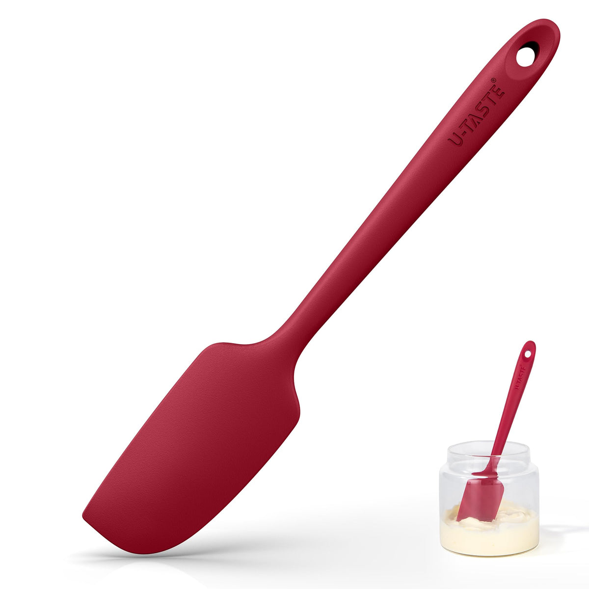 U-Taste Small Mini Silicone Spatula, 9in Rubber Jar Bowl Scraper, Aqua Sky