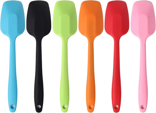 MOACC Silicone Spatulas, 8.2 inch Small Rubber Spoon Spatula Heat Resistant Seamless One Piece Design Non-Stick Spoonula Flexible Scrapers Baking Mixing Tool (6 Pcs)