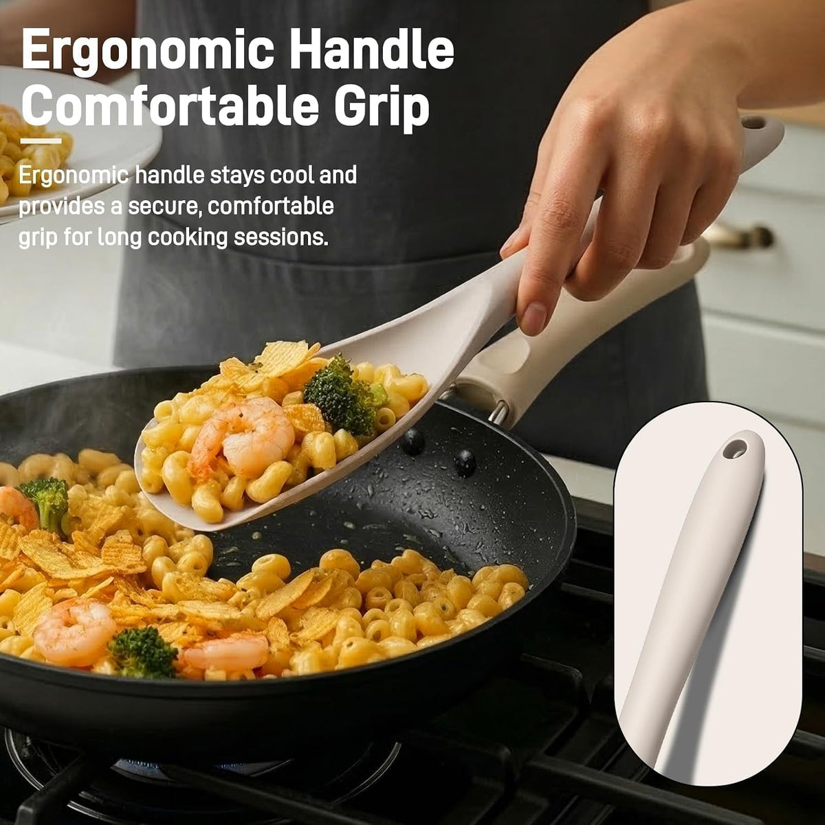 3 PACK Silicone Cooking Spoon Spatula for Nonstick Cookware, Heat‑resistant