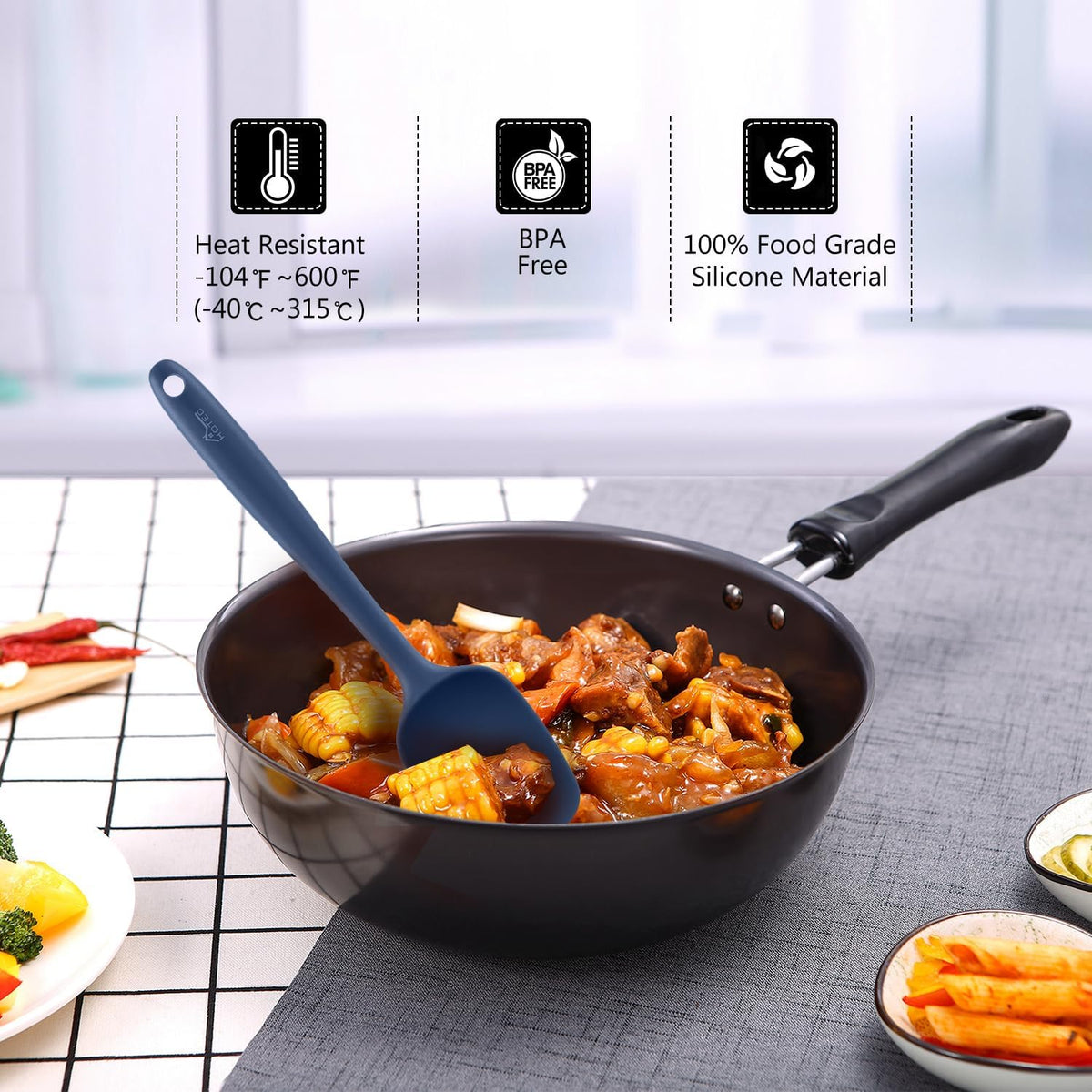 HOTEC Silicone Rubber Spatula Set, Neutral, Set of 5