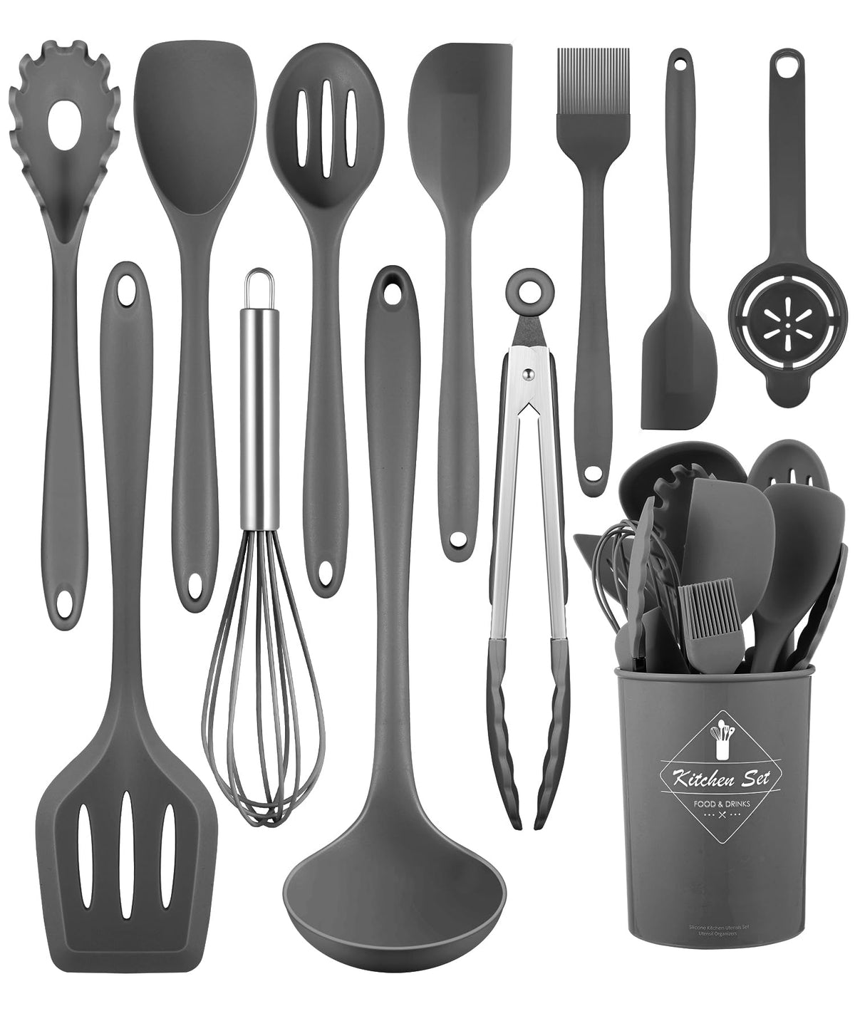 Pink Kitchen Utensils Set-12 Pieces Silicone Cooking Utensils Set