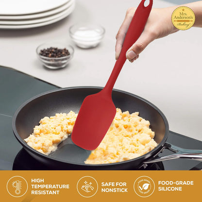 Mrs. Anderson’s Baking Silicone Spoon-Shaped Spatula, Flexible And Nonstick, One-Piece Design, Red, For Mixing, Folding, Scraping, Baking, And Cooking