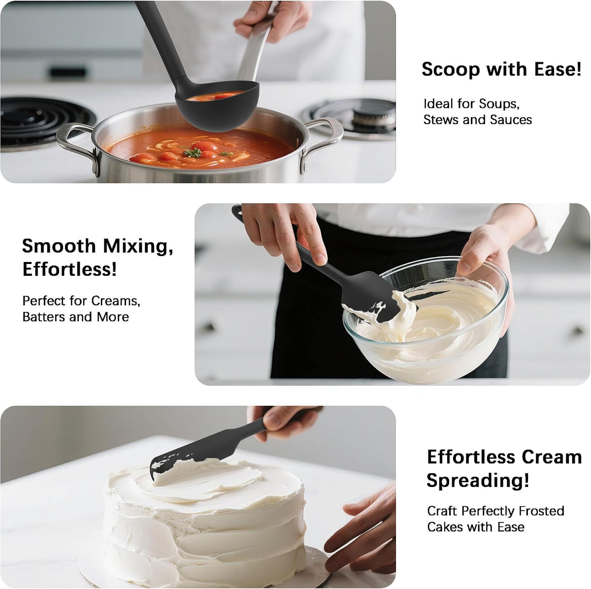 Coukre Silicone Kitchen Cooking Utensils Set, Heat Resistant, 14-Piece