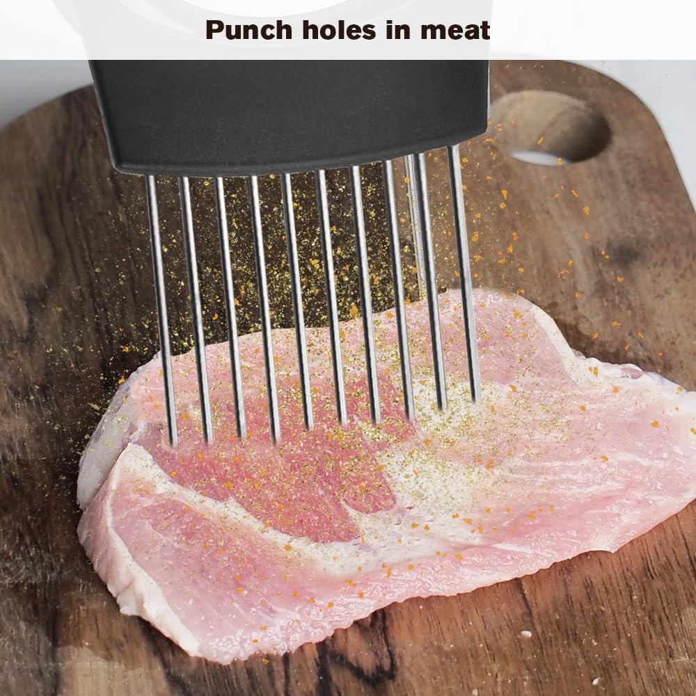 Stainless Steel Onion Slice Holder, 2025 New Multifunctional Onion Slicer Chopper Vegetable Cutter, Premium Avocados Lemon Potato Tomato Carrots and Other Vegetable Fixing Slicer (1)