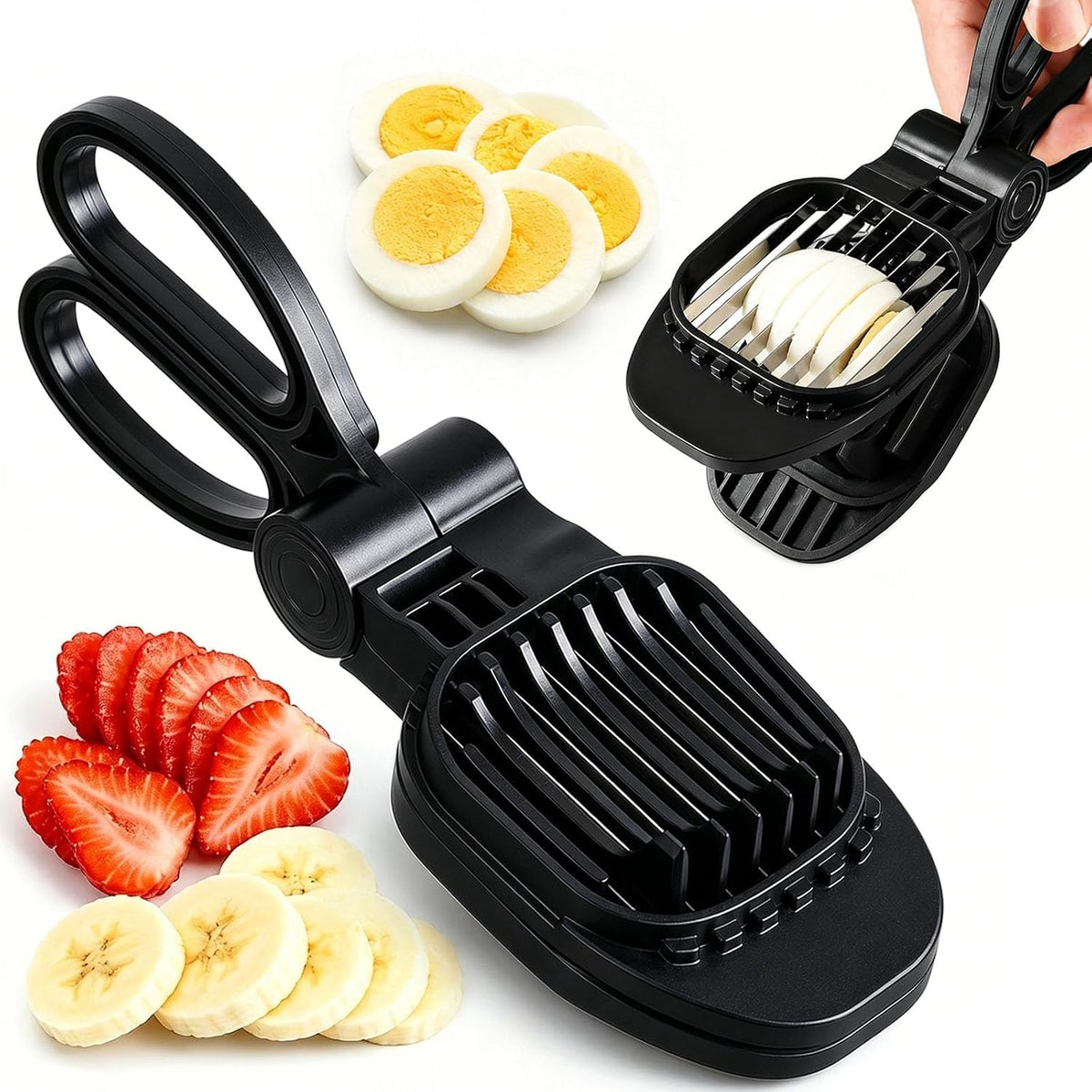 NOVANO Fruit Slicer, Egg Slicer, Black