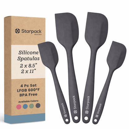 Starpack 'Scrape and Stir' Silicone Rubber Spatula Set (4-Piece) - LFGB Non Toxic, 600°F Heat Resistant, BPA-Free, One-Piece Kitchen Baking Spatulas - Dishwasher Safe for Nonstick Cookware Sage Green