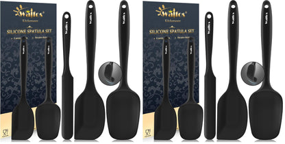 Walfos 600°F High Heat Resistant Silicone Spatula Set of 5- Food Grade Rubber Spatula Set for Baking Cooking & Mixing - BPA Free, Non Stick and Dishwasher Safe,black