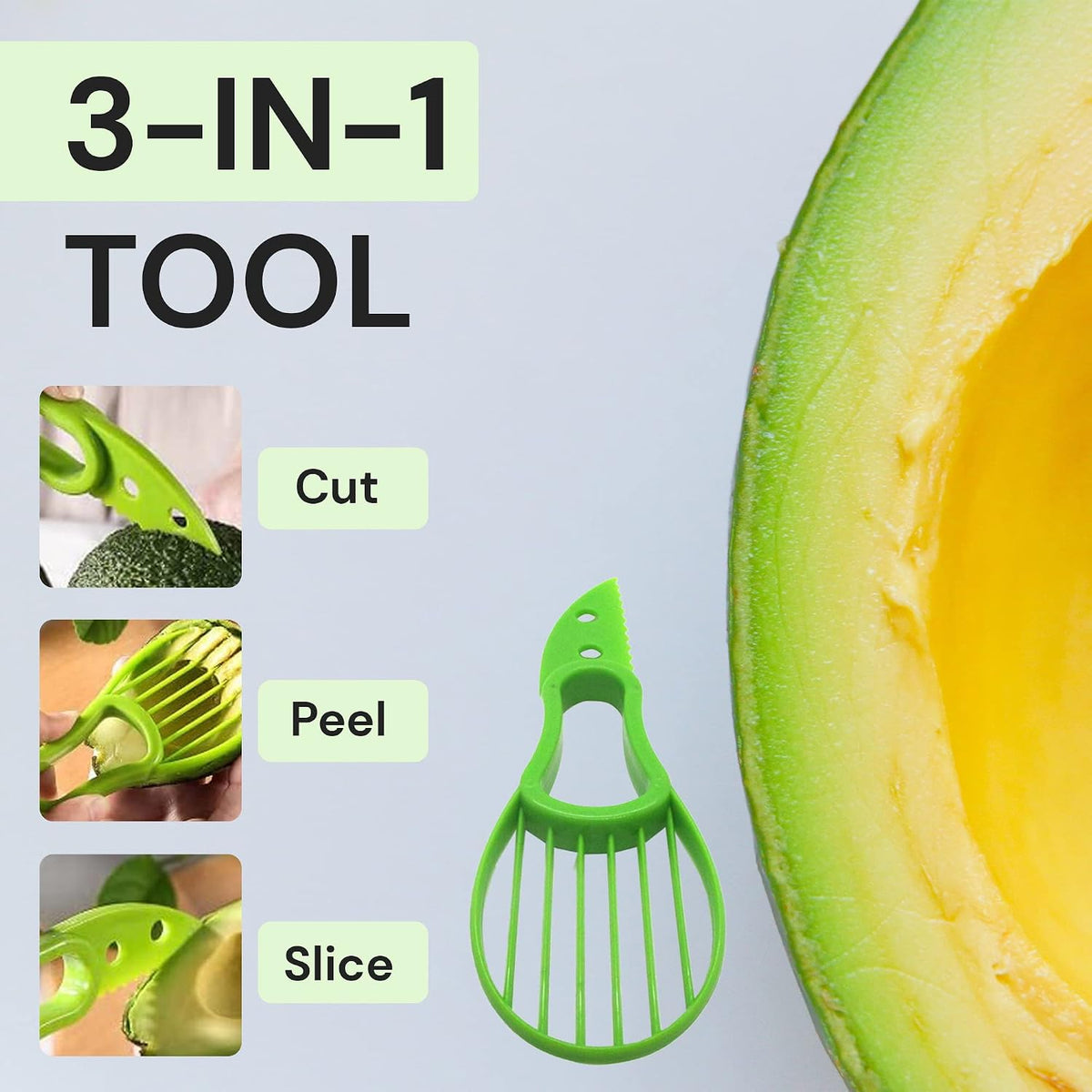 Gadgetime USA Avocado Slicer (Pack of 2) - 3 In 1 Tool - Cutter, Peeler, Pitter & Scooper - Multifunctional Knife - Splitter - Easy to Use - Kitchen Gadgets