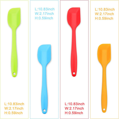 Silicone Spatula 4-piece Set,Heat-Resistant Spatulas,Non-stick Rubber Spatulas with Stainless Steel Core