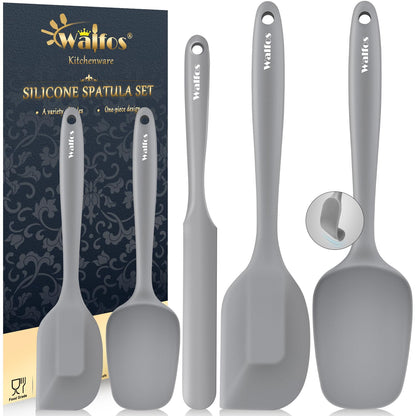 Walfos 600°F High Heat Resistant Silicone Spatula Set of 5- Food Grade Rubber Spatula Set for Baking Cooking & Mixing - BPA Free, Non Stick and Dishwasher Safe,black