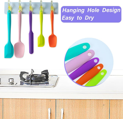 Silicone Spatula Set,5 Piece Food Grade Rubber Spatulas,Multicolor