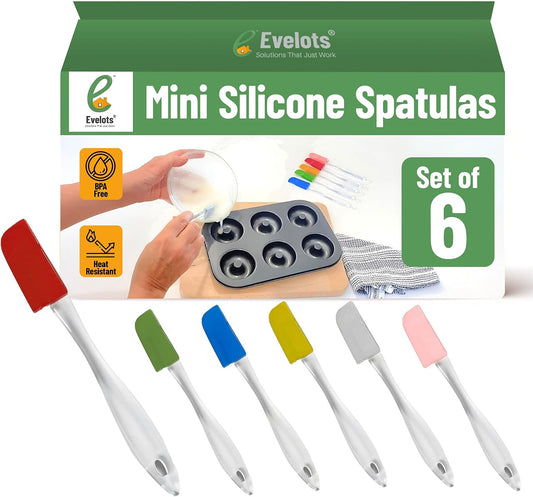 Evelots 6-Piece Mini Spatula Set, Small Silicone Spatulas for Baking