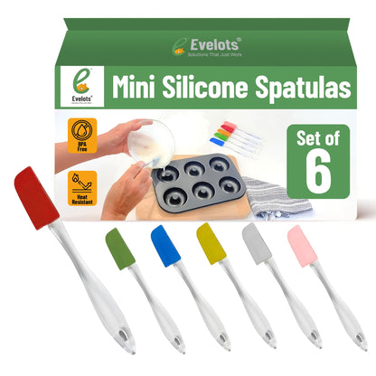 Evelots 6-Piece Mini Spatula Set, Small Silicone Spatulas for Baking