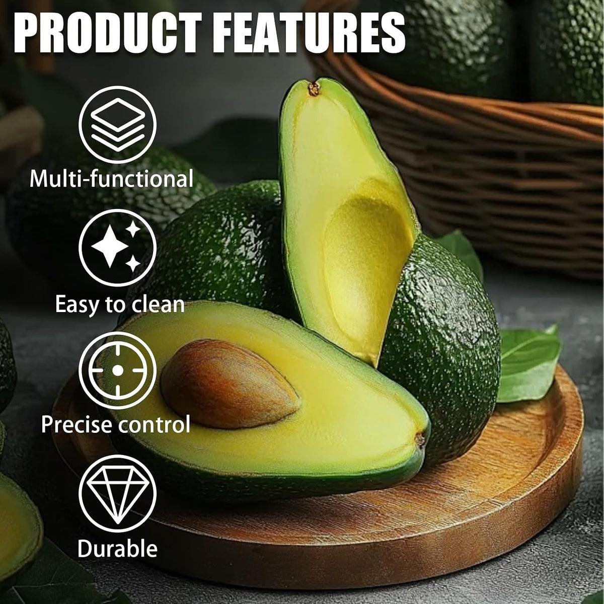 2-in-1 Avocado Pitter and Slicer Stainless for Sandwiches Salads