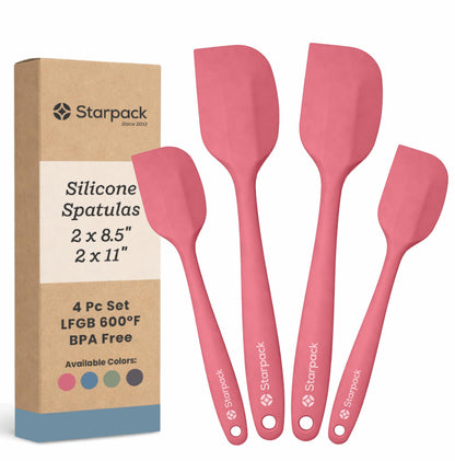 Starpack 'Scrape and Stir' Silicone Rubber Spatula Set (4-Piece) - LFGB Non Toxic, 600°F Heat Resistant, BPA-Free, One-Piece Kitchen Baking Spatulas - Dishwasher Safe for Nonstick Cookware Sage Green