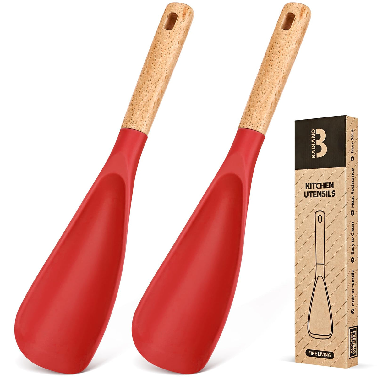 Badiano Silicone Cooking Spoon for Nonstick Cookwares, Multi-function,11.4"