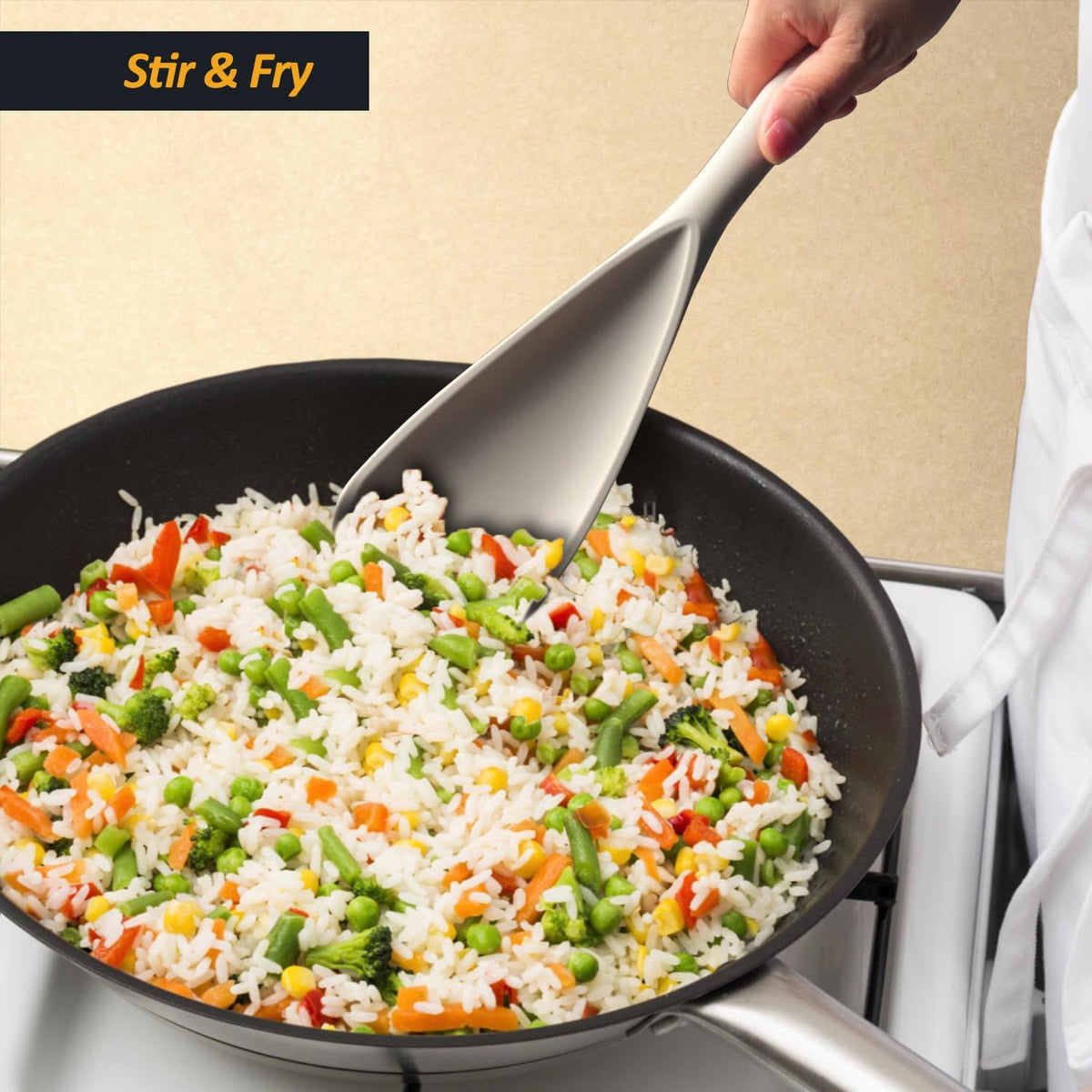 Silicone Cooking Spoon Spatula For Non-stick Cookware,12.6" Khaki