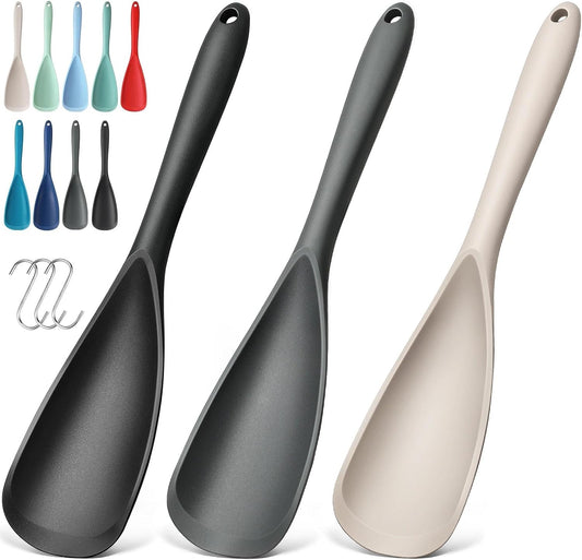 3 PACK Silicone Cooking Spoon Spatula for Nonstick Cookware, Heat‑resistant