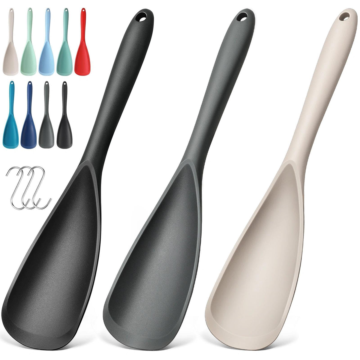 3 PACK Silicone Cooking Spoon Spatula for Nonstick Cookware, Heat‑resistant