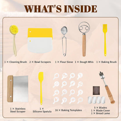 Sourdough Bread Baking Tool Set with Bread Lame & Blades, Bowl Scraper