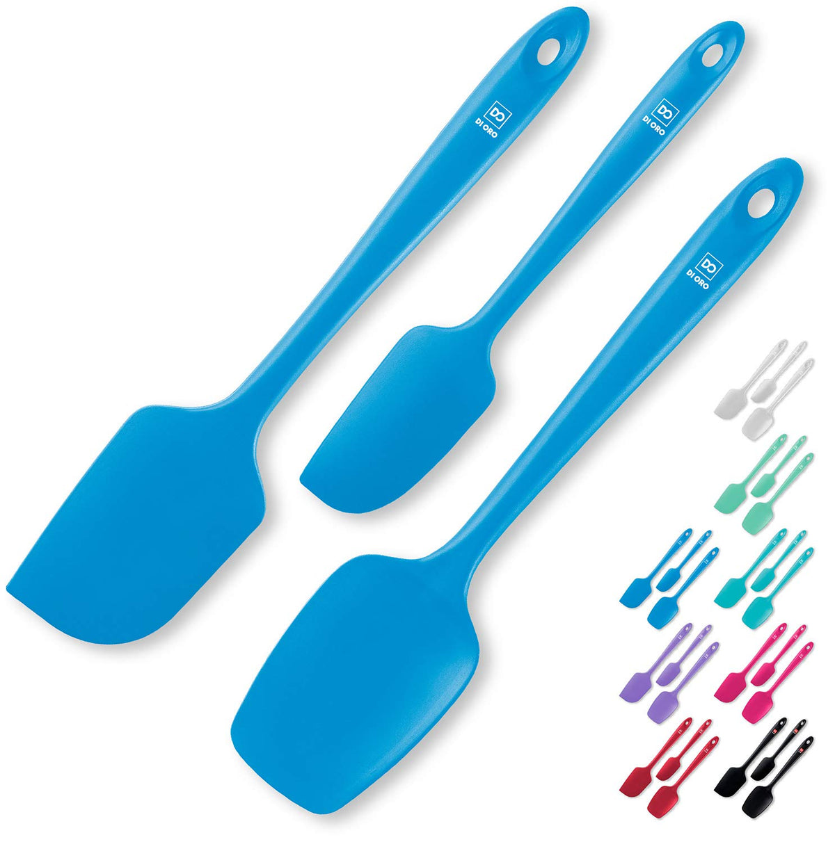 DI ORO Silicone Spatula Set - 600F Heat Resistant, 3-Pc Red