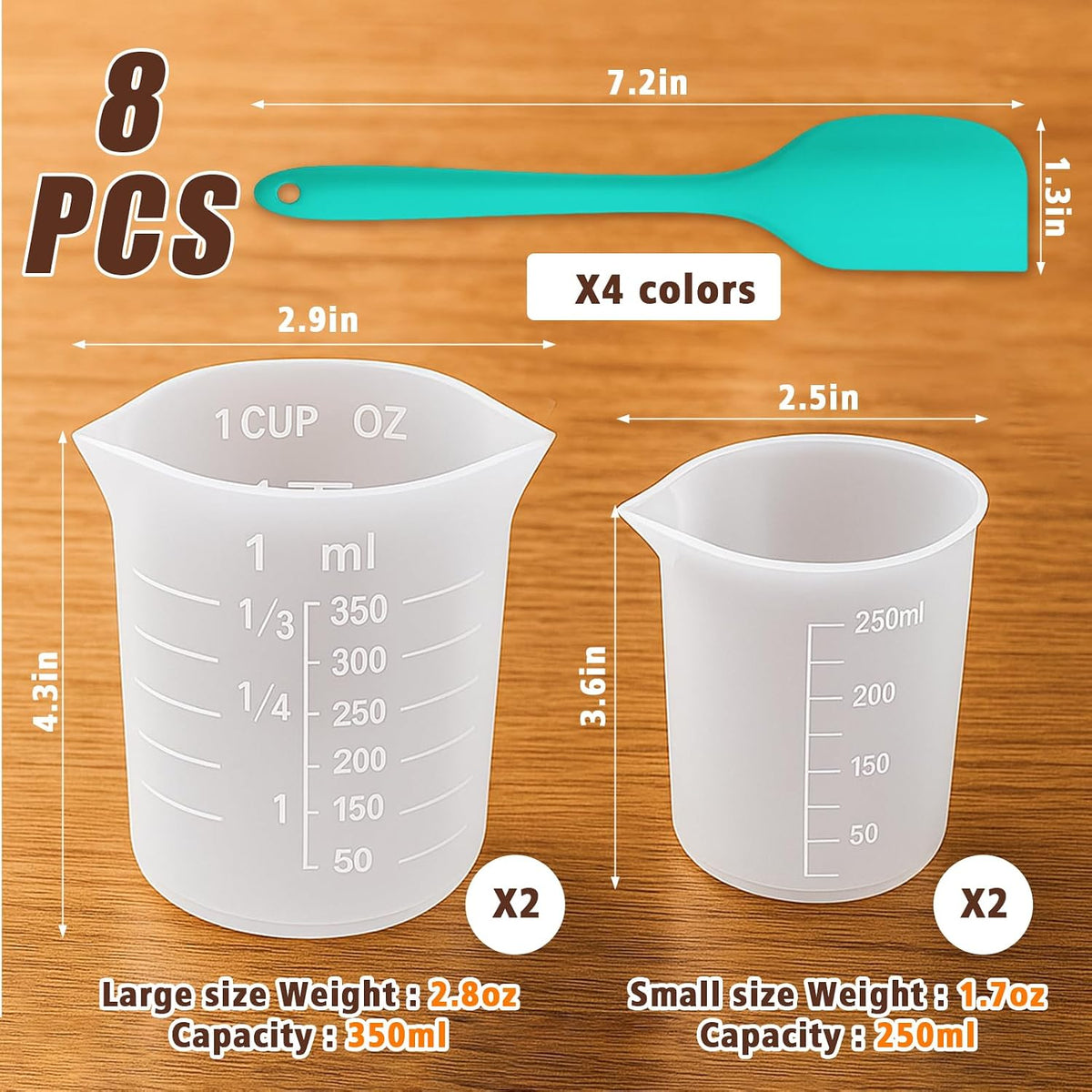Juome Silicone Chocolate Melting Cup Set with Jar Spatulas, Heat-Resistant