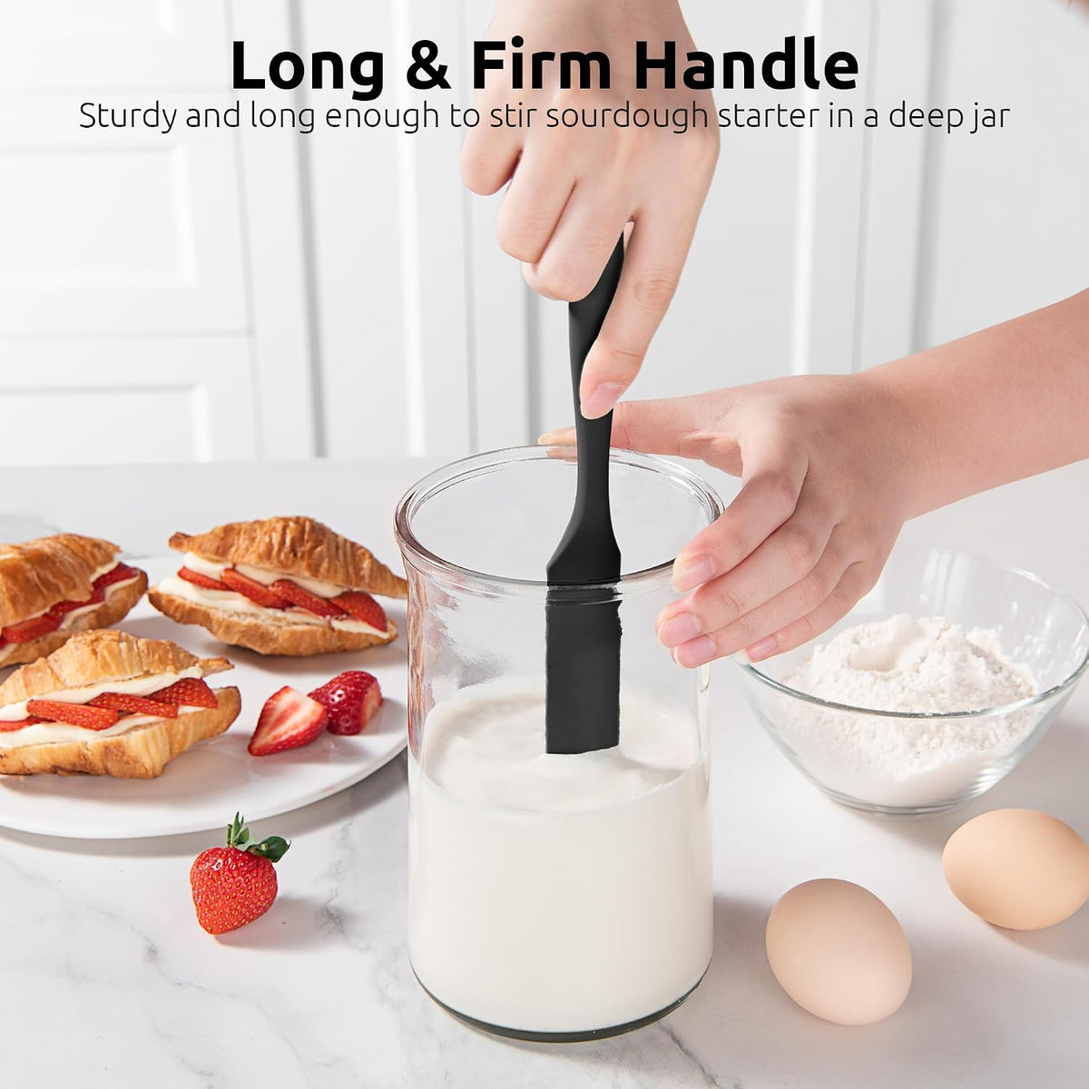 U-Taste Skinny Silicone Jar Spatula Scraper, 10in Sourdough Tool, Black