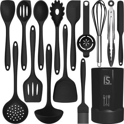 AOTHOD Silicone Cooking Utensils Set - 446°F Heat Resistant Silicone Kitchen Utensils,Spatula,Spoon, Kitchen Utensil Sets Gadgets Tools Set for Nonstick Cookware,Dishwasher Safe BPA FREE (Multicolor)