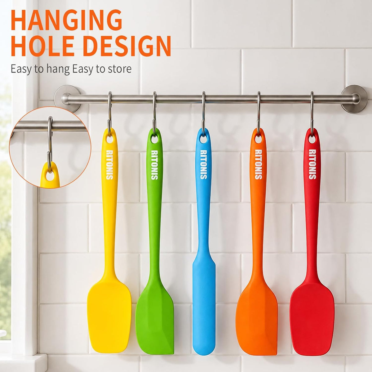 Silicone Spatula Set, 5-Piece Heat Resistant Scraper Tools