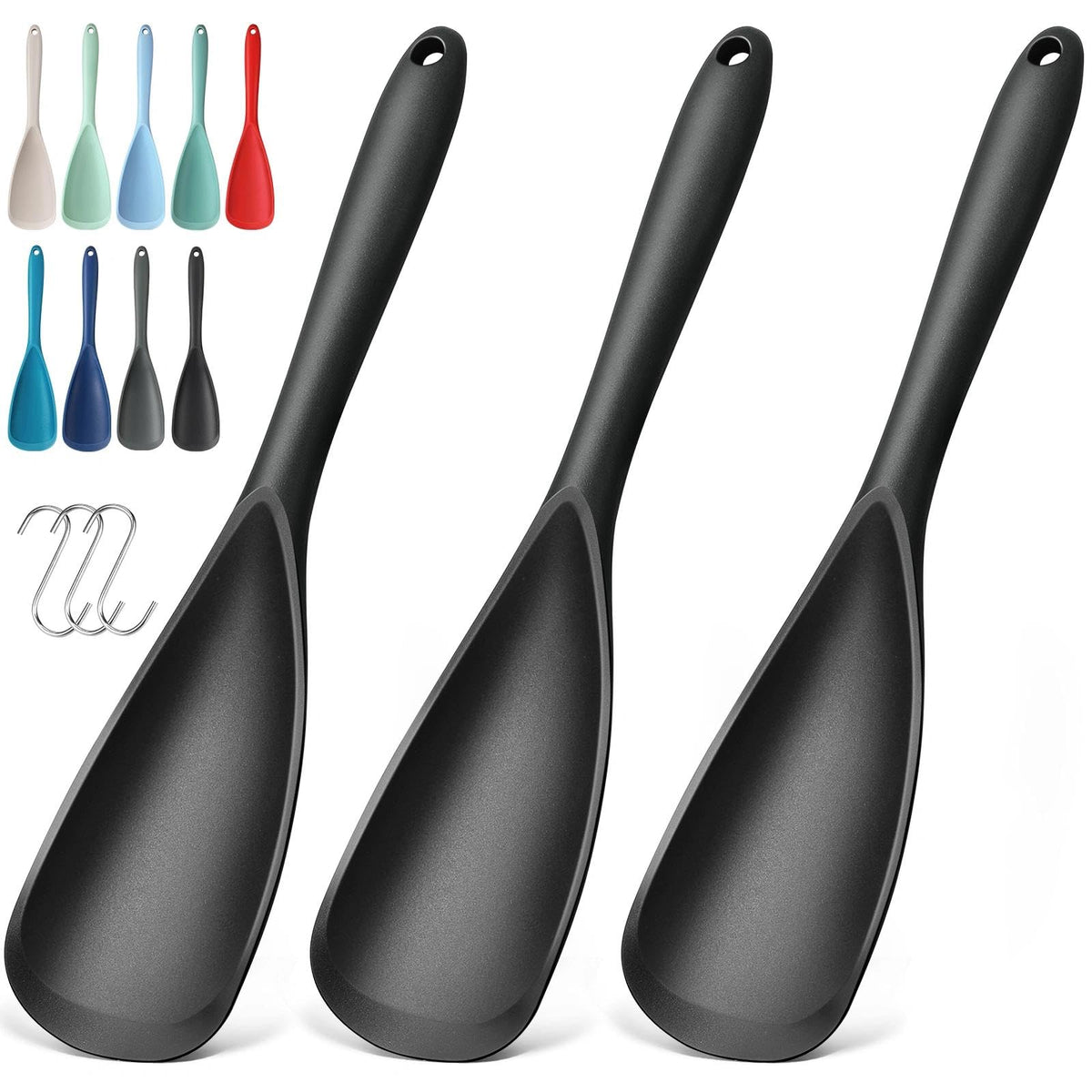 3 PACK Silicone Cooking Spoon Spatula for Nonstick Cookware, Heat‑resistant