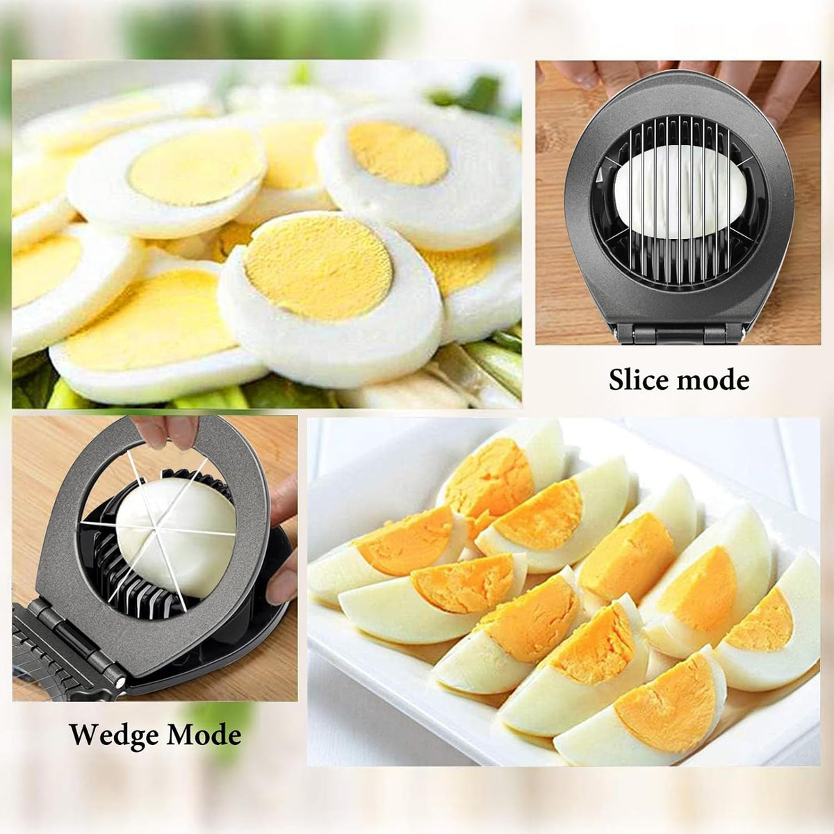 BIBURY Egg Slicer for Hard Boiled Eggs, Egg Cutter with 3 Slicing Styles