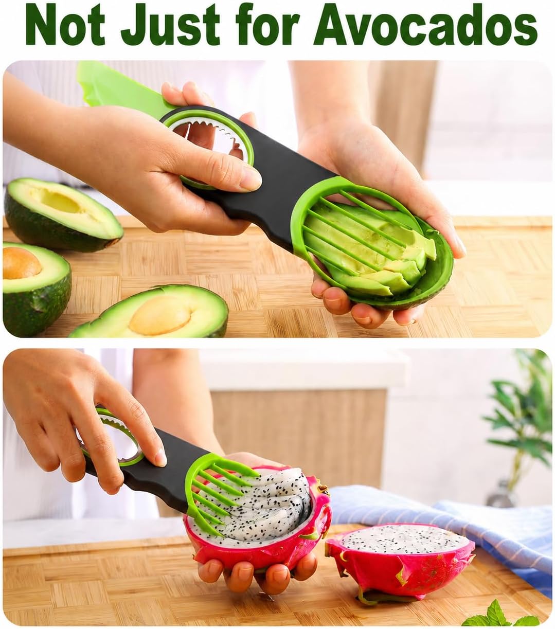 Avocado Slicer, Avocado Tool 3-In-1 & Avocado Masher Stainless Steel, Dishwasher Safe, Quickly Slices and Masher, Food-Grade Safe, for Avocado Cutting and Peeling