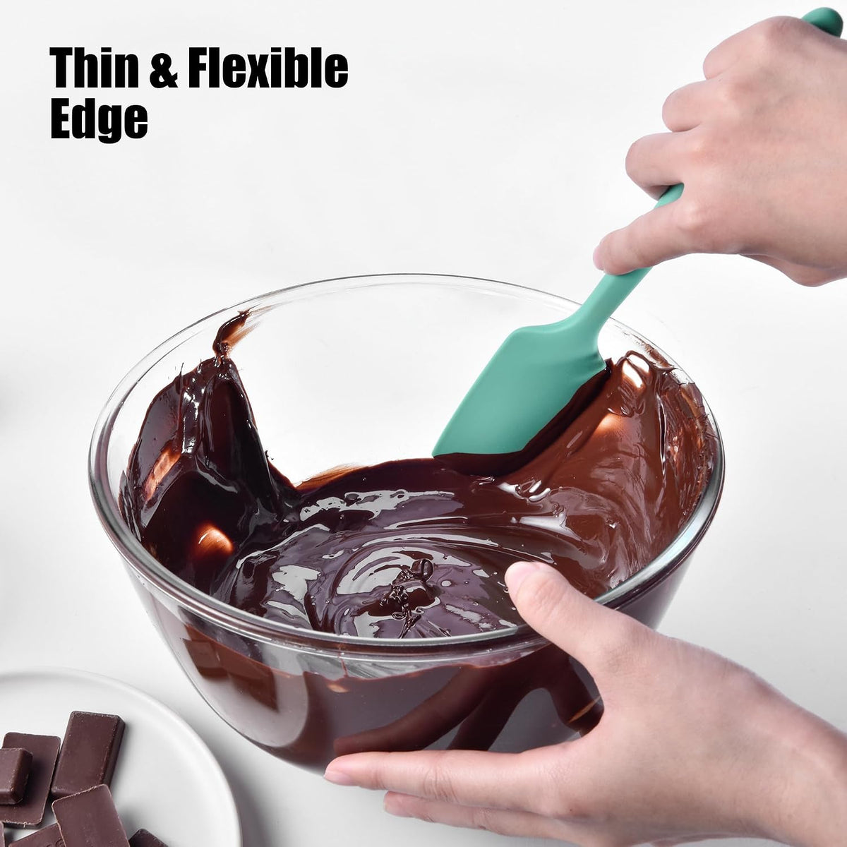 Doosu Silicone Small Spatula, 600°F Heat Resistant Mini Scraper (Aqua Sky)