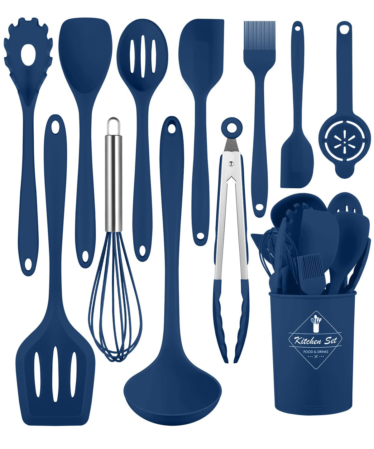 Pink Kitchen Utensils Set-12 Pieces Silicone Cooking Utensils Set