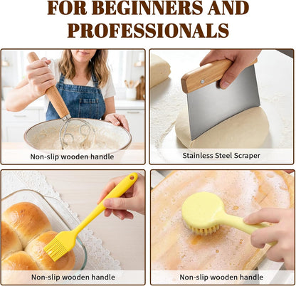 Sourdough Bread Baking Tool Set with Bread Lame & Blades, Bowl Scraper