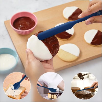 HOTEC Silicone Rubber BPA-Free Spatula Set, Set of 5, Classic Blue