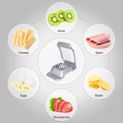 Egg Slicer for Hard Boiled Eggs Egg Cutter Strawberry Slicer Heavy Duty Aluminium Slicer Stainless Steel Wire Multipurpose Egg Slicer Dicer for Soft Fruit Mushroom,Egg Slicer
