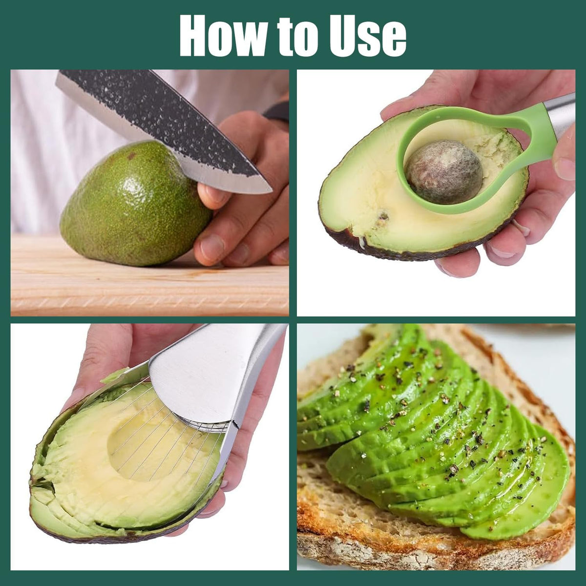 2 in 1 Stainless Steel Avocado Slicer and Pitter Tool