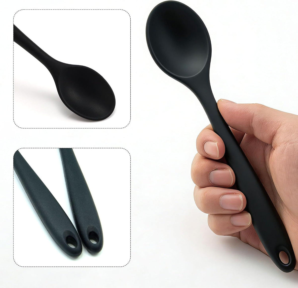 2 Pcs Silicone Spoons,Heat Resistant Mixing Spoons,10in