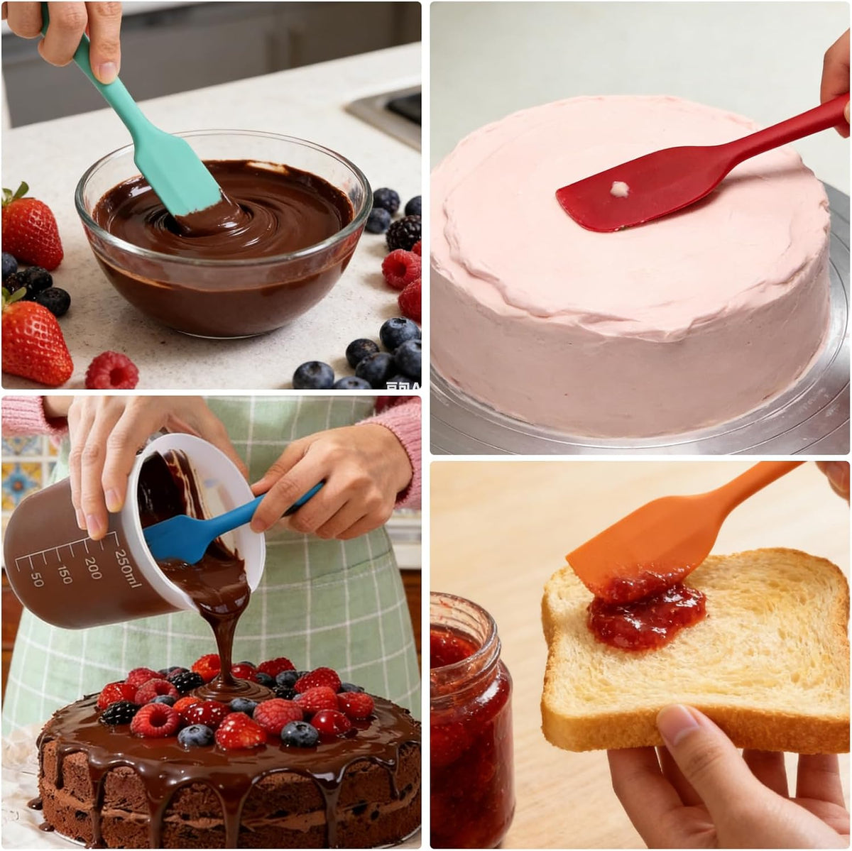 Juome Silicone Chocolate Melting Cup Set with Jar Spatulas, Heat-Resistant