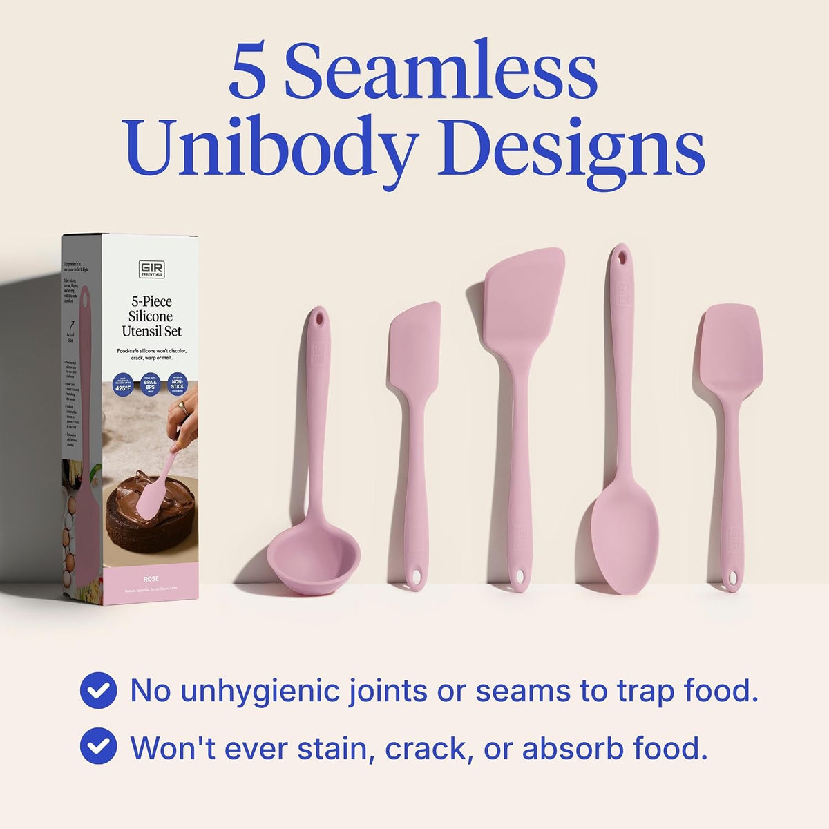 GIR: 5-Piece Silicone Essentials Kitchen Utensils Set – Rose